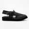 Kaptaan Leather Chappal-Tiger Patent Leather – Tshape – F-04 (Charcoal) Full Leather Handmade