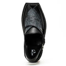 Kaptaan Leather Chappal – Spider Leather Upper – Tshape – F-23 (Charcoal) Full Leather Handmade