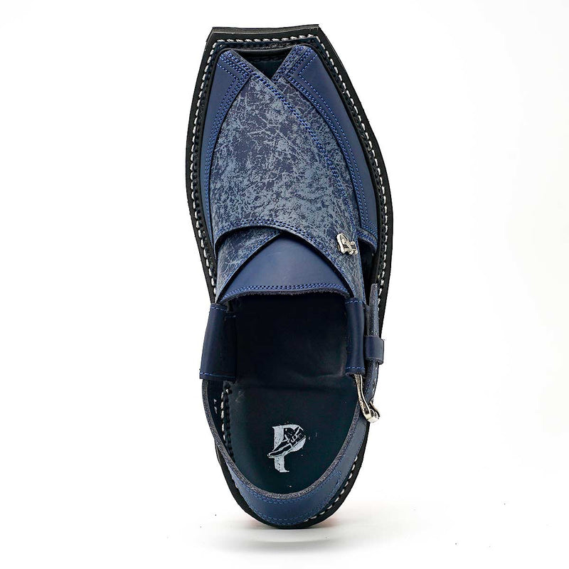 Kaptaan Leather Chappal – Spider Leather Upper – Tshape – F-23 (Navy) Full Leather Handmade