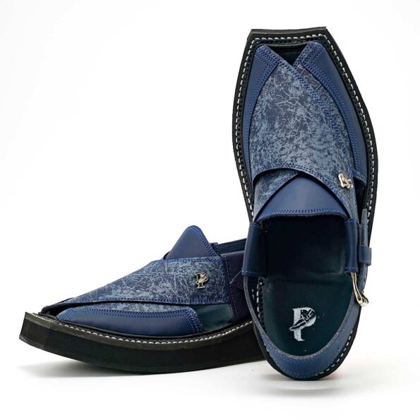 Kaptaan Leather Chappal – Spider Leather Upper – Tshape – F-23 (Navy) Full Leather Handmade