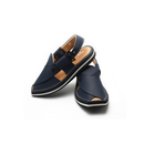 Nawaabi Kaptaan Chappal – Matte Finish Folded Leather Upper – Kaptaan Style sole – F-43 (Navy)