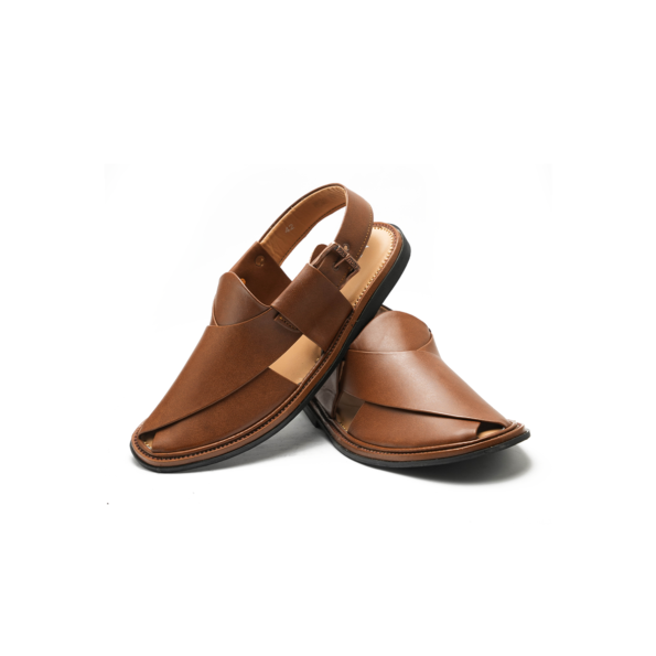 Round Shaped Chappals – Folded Leather upper – soft inner – Charsadda sole – F-45 (Rust)