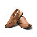 Round Shaped Chappals – Folded Leather upper – soft inner – Charsadda sole – F-45 (Camel)