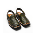 Crocodile Kaptaan Chappal – Leather Upper – T shape – Kaptaan sole – F-41 (Green)